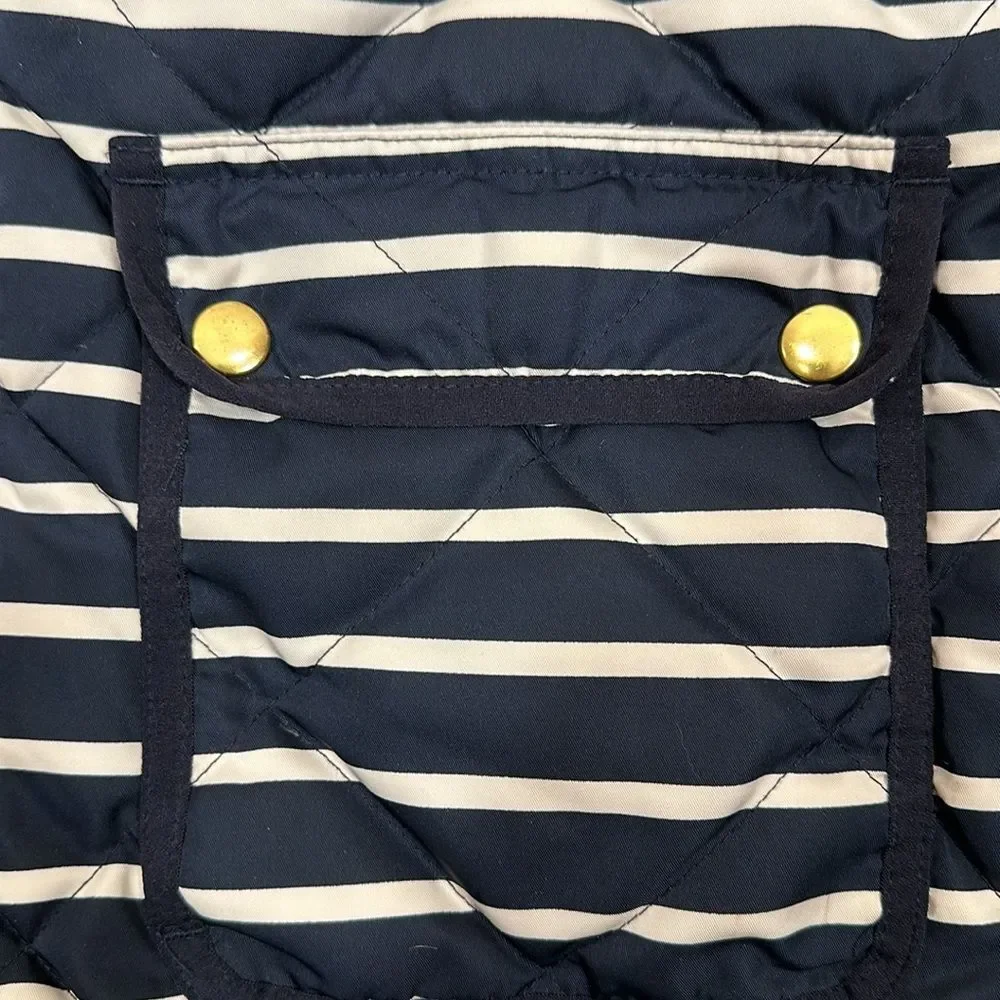 J. Crew Blue Navy White Down Puffer Nautical Vest Women XS